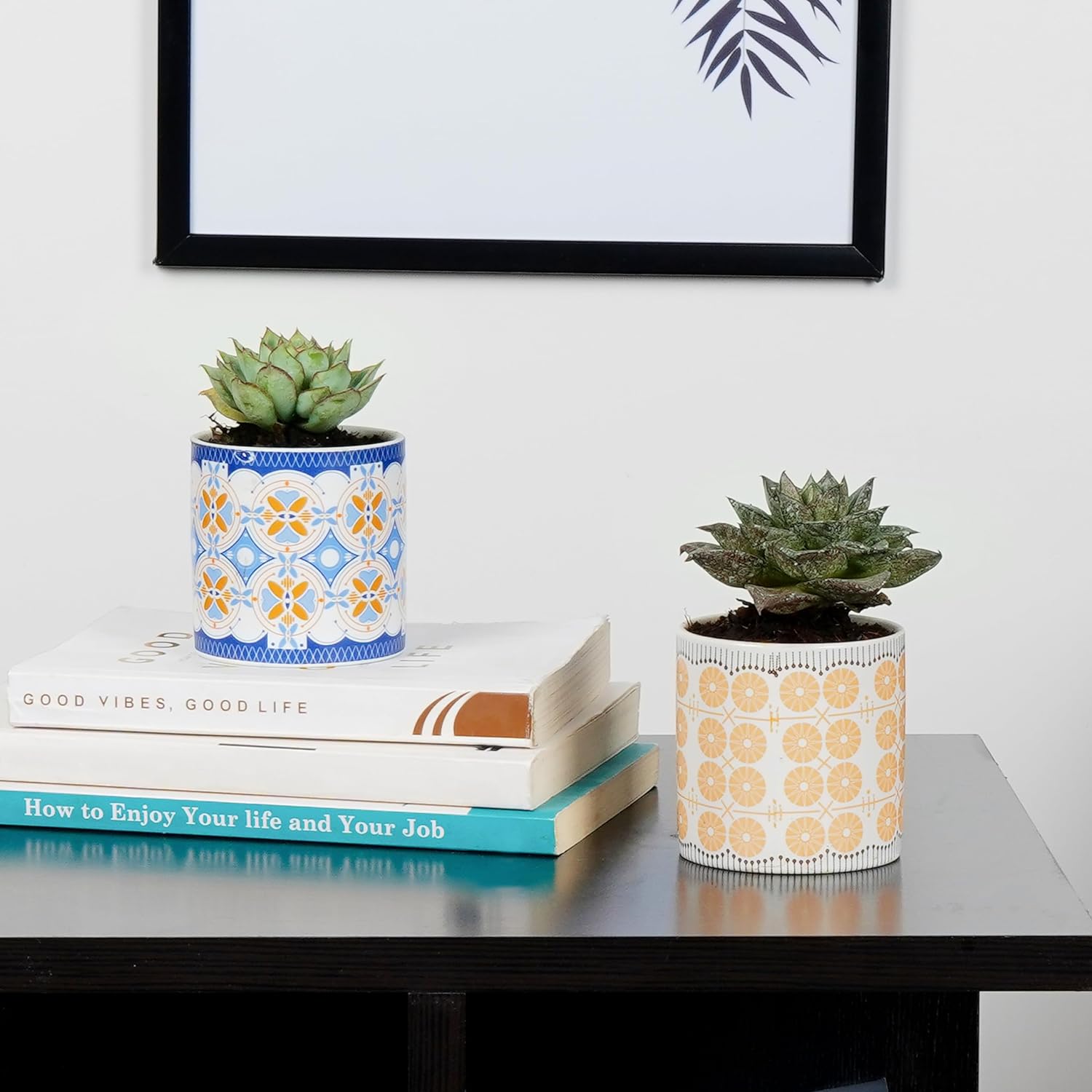 Vasi Per Piante Grasse A Forma Di Gufo – Set 3 Pezzi In Ceramica Con Vassoio In Bambù