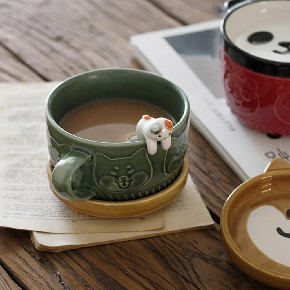 Idea Regalo La Tazza in Ceramica con Coperchio Shiba Inu in Stile Giapponese