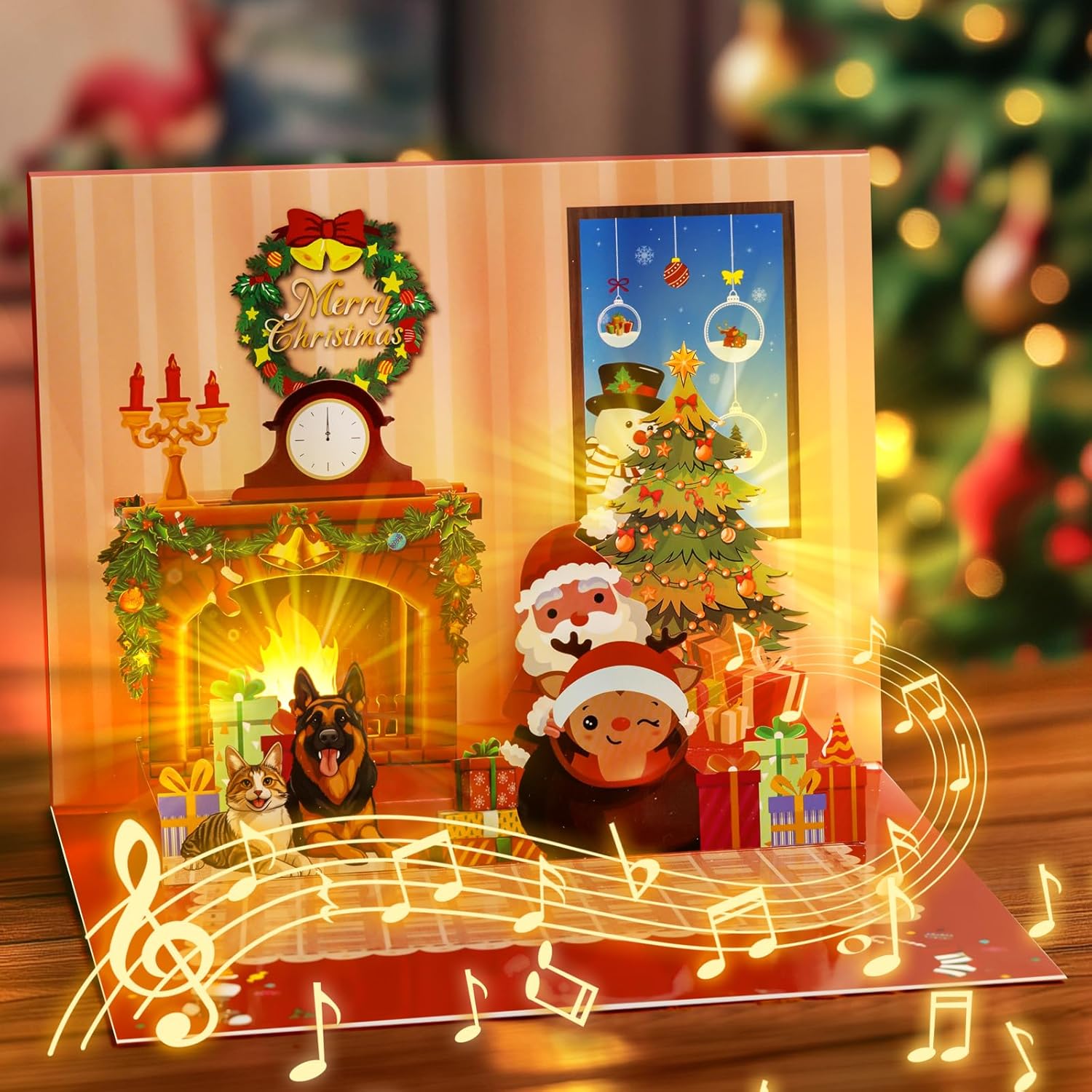 Qpout 4Pack Biglietti di Auguri di Natale 3D Pop Up Cartoline di Natale