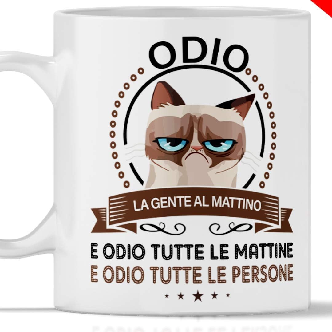 Idea Regalo Tazza Divertente in Ceramica con Gatto