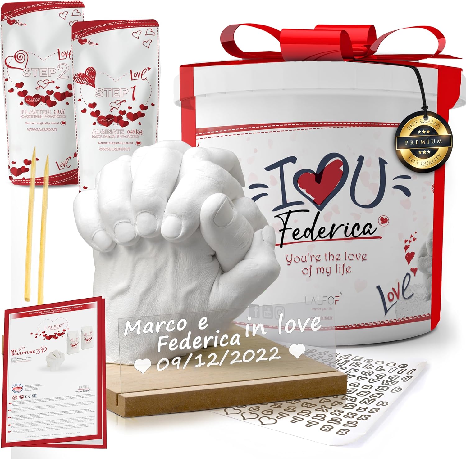 Idea Regalo Il Kit per Calco Mani 3D Perfetto per Coppie